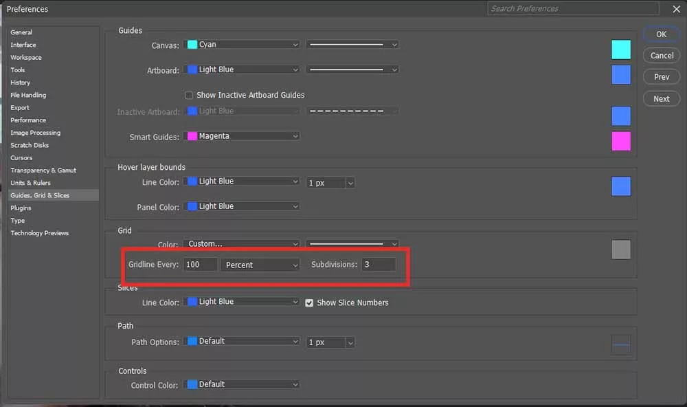 Cài đặt thông số này để Photoshop tự động chia ảnh thành 9 ô 1/3