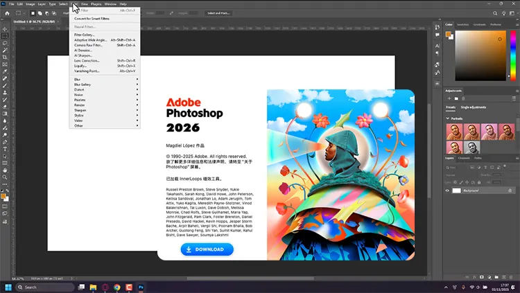 Toàn cảnh giao diện Photoshop 2026