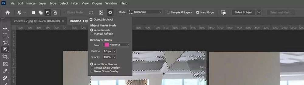 Trung tâm chỉ huy của Object Selection Tool
