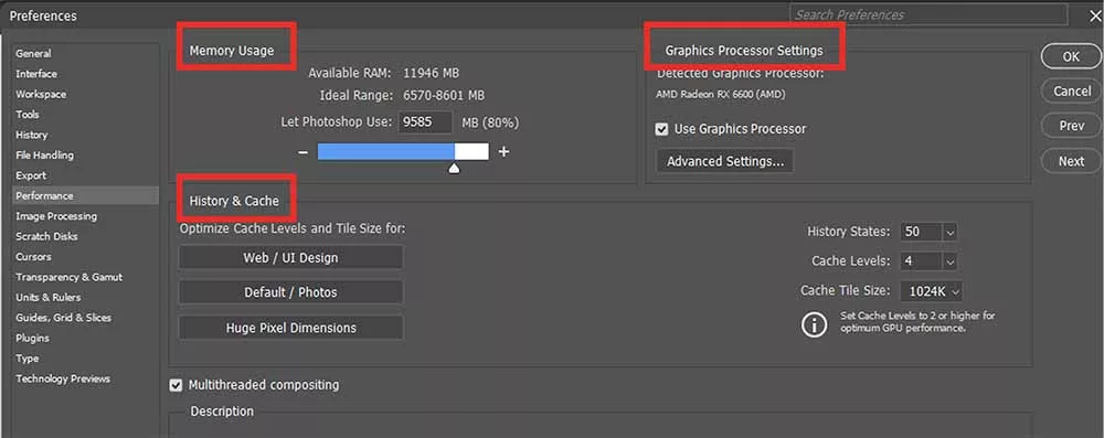 Trung tâm điều khiển sức mạnh phần cứng của Photoshop